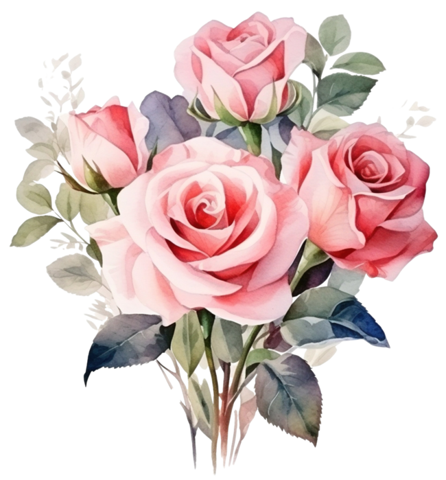 Pngtreerose flowers bouquet watercolor ai_13294618 (650x700, 494Kb)
