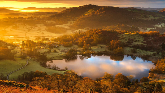 Loughrigg Tarn sunrise, Ambleside, Lake District (700x393, 372Kb)