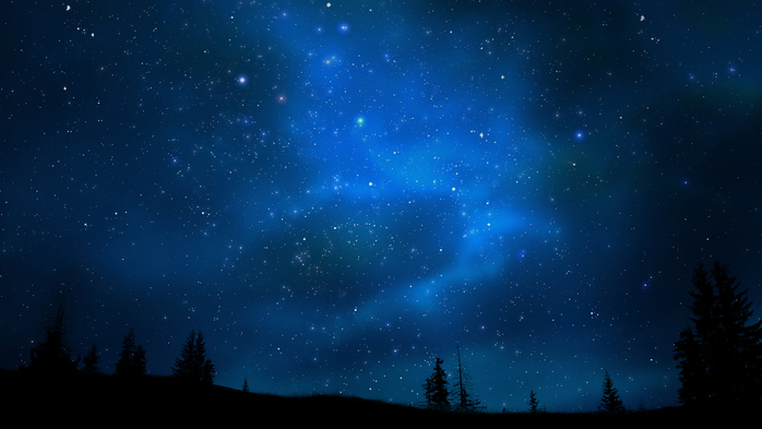 Mountain landscape with pine trees against a night sky (700x393, 273Kb)
