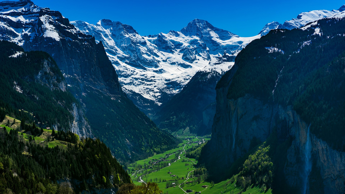 Mountain village Wengen in Switzerland Alps, Lauterbrunnen, Switzerland (700x393, 378Kb)