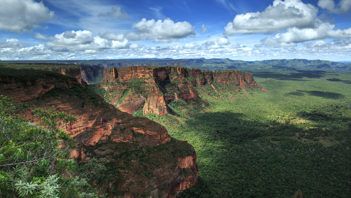 Mountains and vegetation in Chapada dos Guimares National Park, Mato Grosso, Brazil (700x393, 390Kb)