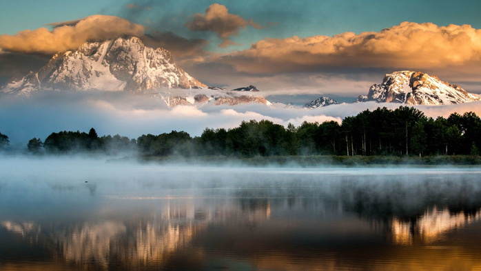 Oxbow Bend on Snake river at sunrise, Grand Tetons National Park, Wyoming, USA (700x393, 289Kb)
