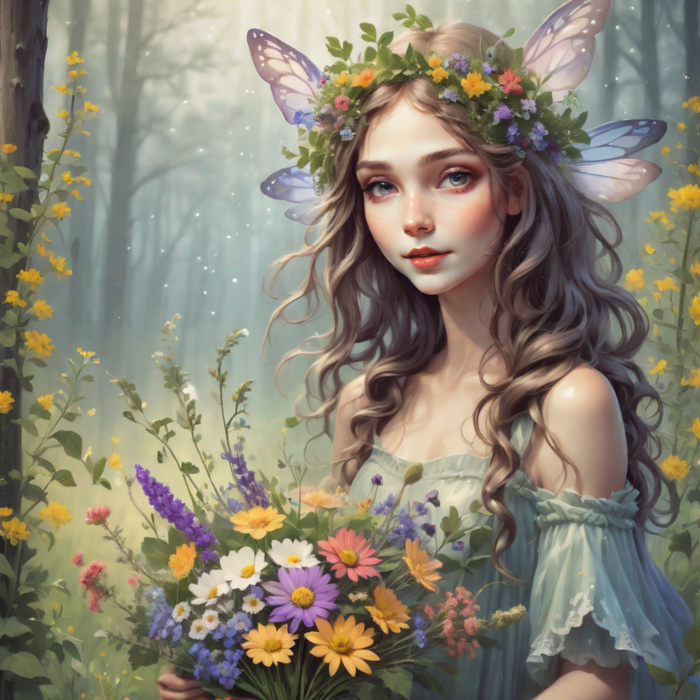 gentle-forest-fairy-with-a-bouquet-of-wildflowers-mysterious (700x700, 809Kb)