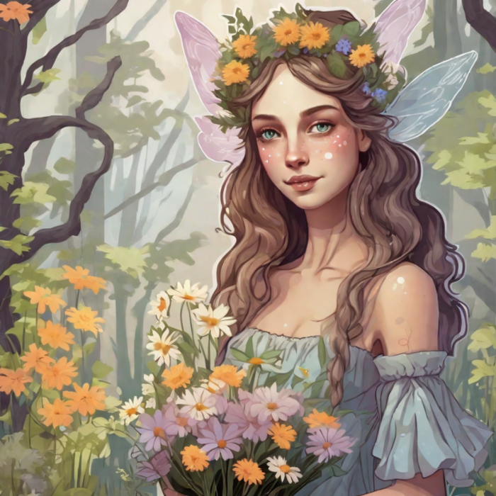 gentle-forest-fairy-with-a-bouquet-of-wildflowers-sticker-2d-cute-fantasy-dreamy-vector-illustr (700x700, 793Kb)