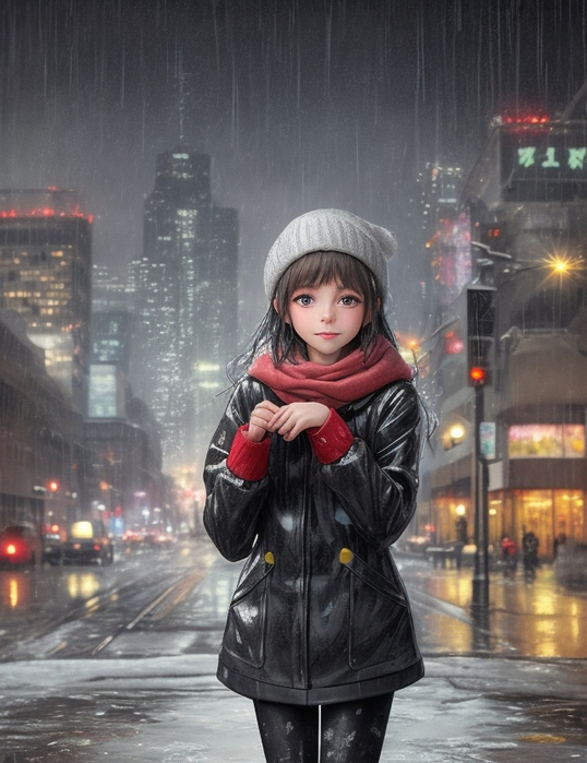 DreamShaper_v7_Melted_snow_wet_asphalt_the_city_in_the_backgro_3 (538x700, 367Kb)