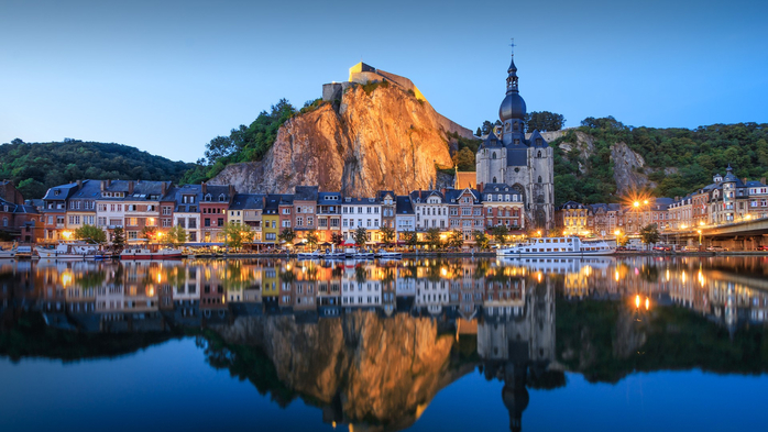 Citadel and cathedral of Dinant town on Meuse river, Namur, Wallonia, Belgium (700x393, 332Kb)