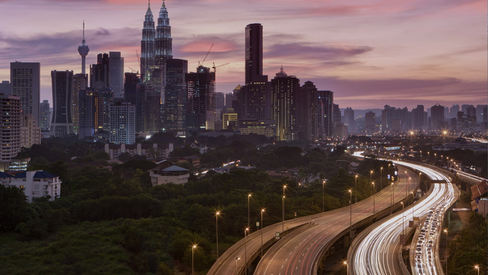 City skyline, Kuala Lumpur downtown at dusk, Malaysia (700x393, 306Kb)