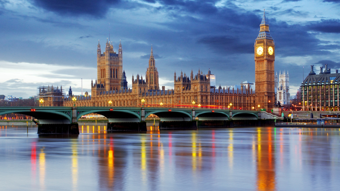 Bridge over the River Thames, Big Ben and houses of parliament, London, England, UK (700x393, 358Kb)