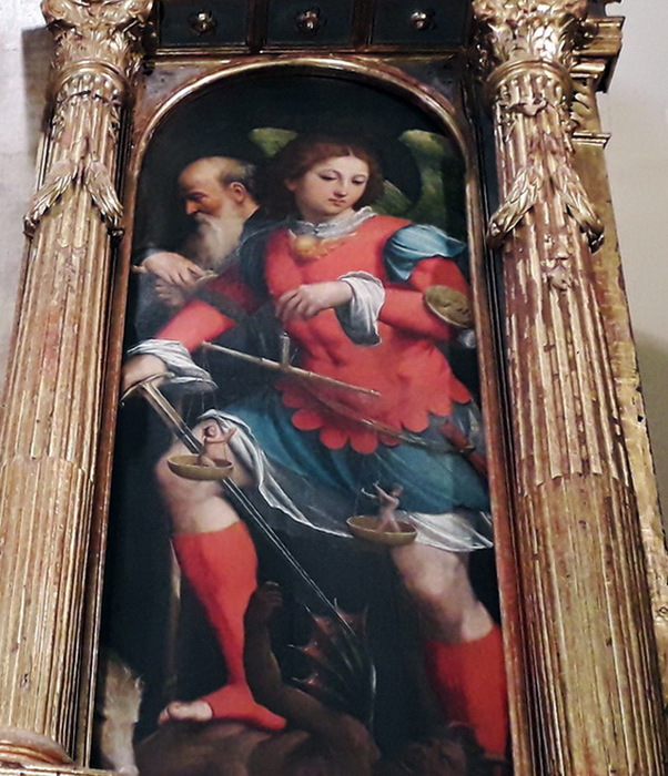 1529 Chiesa di San Lorenzo Martire (Varmo) - particolare di S.Michele arcangelo (quadro di dest (602x700, 158Kb)