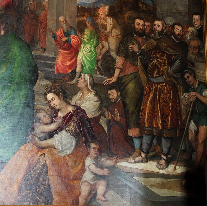 1538-43 Lo sposalizio della Vergine con i confratelli della Scuola Grande della Carità del Pord e Domen Tintoretto 2, (700x697, 209Kb)