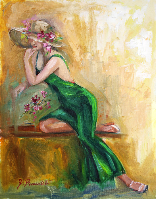 The Green Charmeuse oil painting Jen Beaudet sc (549x700, 561Kb)