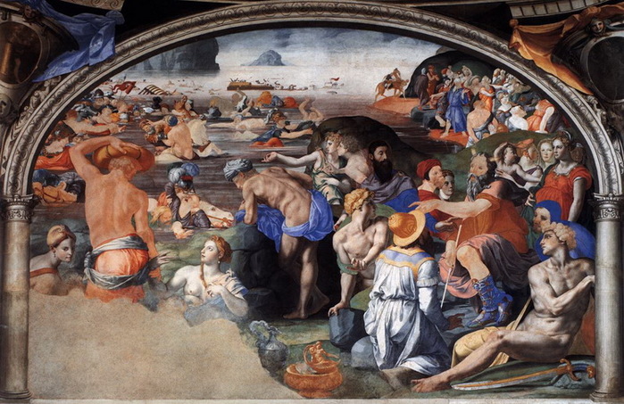 1540-1545 The crossing of the Red Sea. . 300  475 cm. Cappella di Eleonora   .jpg (700x453, 154Kb)