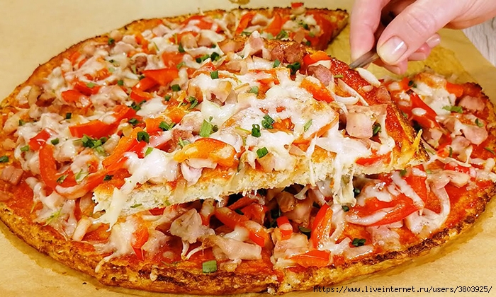 Едим такую пиццу даже вечером (без муки, на капустном тесте, сочная и очень вкусная)