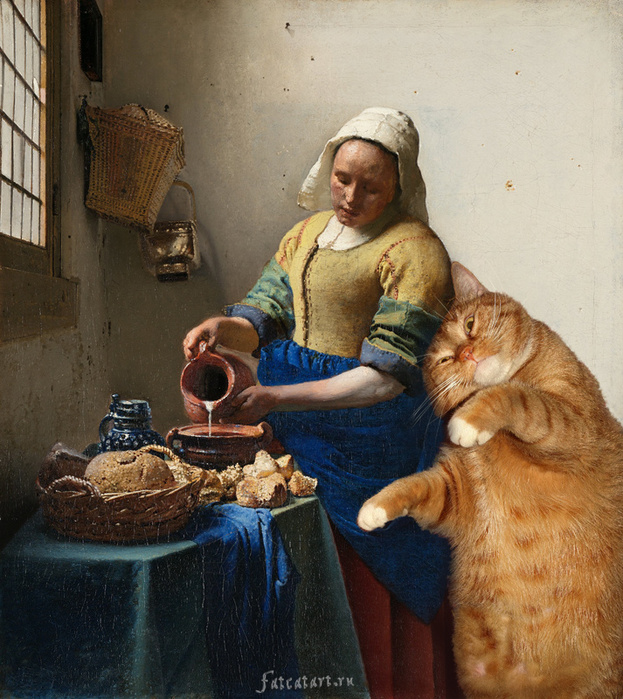 vermeer-the-milkmaid-cat (623x700, 226Kb)