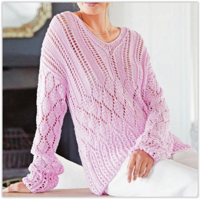 Три фактурных пуловера оверсайз с красивыми узорами - описание и схемы вязания спицами!