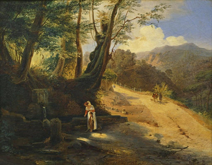 Gabriele_Smargiassi_-_The_Fountain_in_the_Woods_by_Gabriele_Smargiassi_oil_on_canvas_-_(MeisterDrucke-1081093) (700x543, 429Kb)