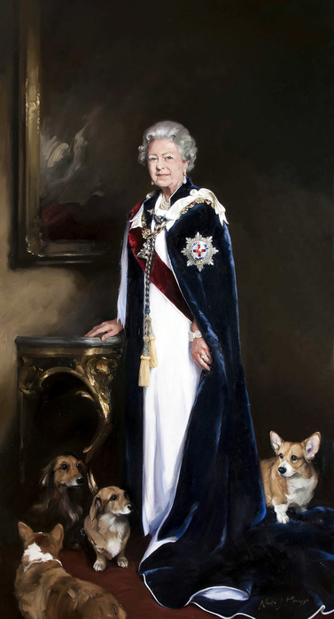 Nicky Phillips. HM QUEEN ELIZABETH II WITH WILLOW, VULCAN, CANDY AND HOLLY. 2013 (377x700, 70Kb)