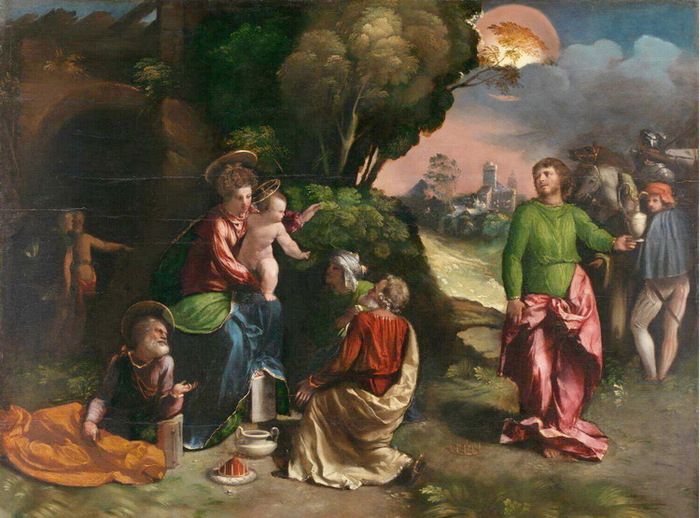 1527-1529 The Adoration of the Kings. , . 85.1 × 108 cm.  ,   (700x518, 141Kb)