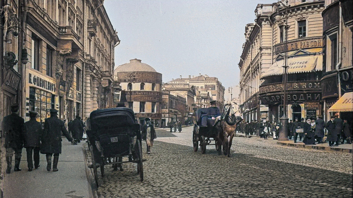  оссия Тверская улица в 1913 году, Москва (700x393, 383Kb)
