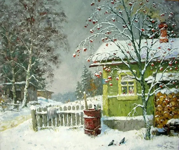 Художник Александр Александровский зима (612x514, 318Kb)