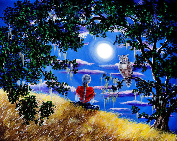 wise-woman-and-owl-full-moon-meditation-laura-iverson (600x477, 446Kb)