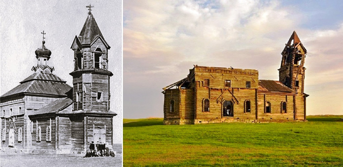 Новая Осиновка. ц. Михаила Архангела, 1871 г. (арх. и совр. фото) (700x339, 272Kb)