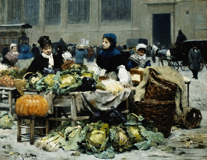 Victor_Gabriel_Gilbert_-_A_Vegetable_Stand_at_Les_Halles_Centrales_Paris_1878_-_(MeisterDrucke-840025) (700x542, 485Kb)