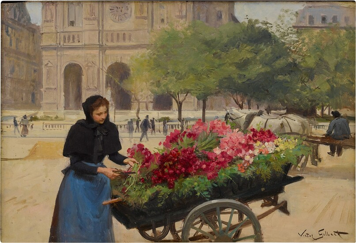 Victor-Gabriel-Gilbert-Marchande-de-fleurs-devant-lEglise-de-la-Trinite_1651368855_2213 (700x477, 379Kb)