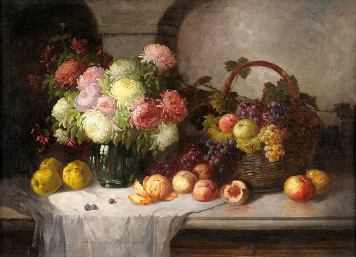 Stoitzner, Konstantin 1863 Busau-Mähren - 1934 Wien Stillleben mit Blumen und Früchten (700x506, 461Kb)