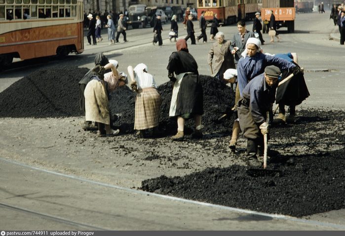 ссср Дорожные работы, Москва 1959 года (700x479, 403Kb)