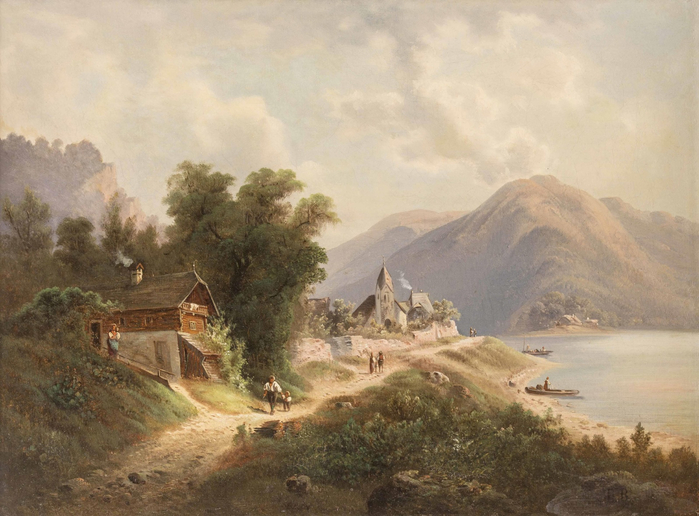 Морской пейзаж с фигурами (Seascape with figures) (атр)_45 х 61_х.,м._Частное собрание (700x516, 360Kb)