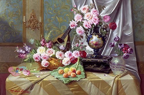 Max Carlier Image - Still Life of Fruit and Flowers