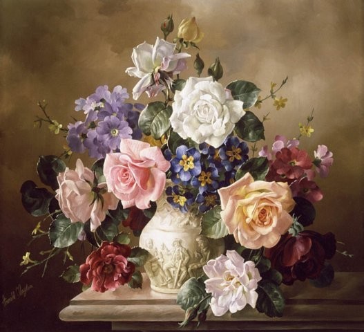 "Still Life of Summer Flowers" Harold Clayton British (1896 - 1979)