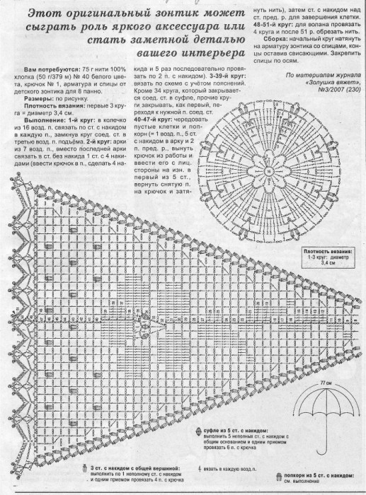 Зонтики крючком со схемами и описанием