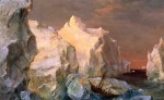 Icebergs and Wreck in Sunset 1860