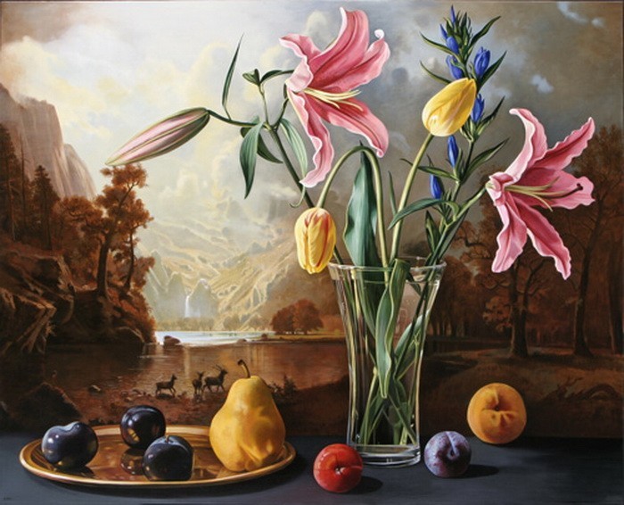 Floral Arrangement After Bierstadt