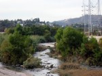 Los Angeles River with Hollywood sign