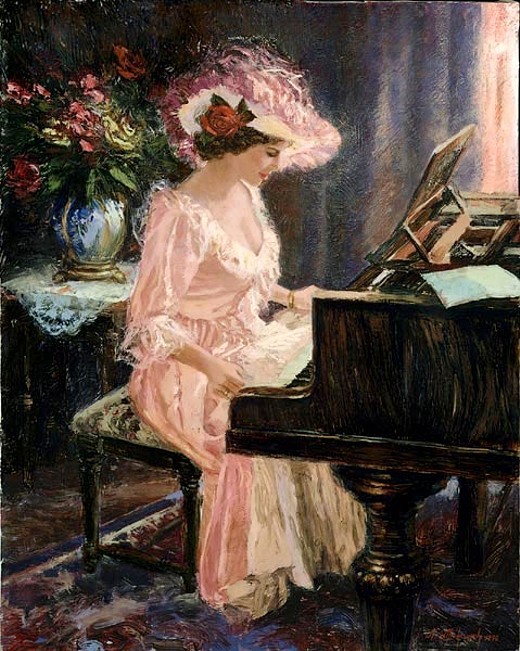 Piano Girl in Pink
