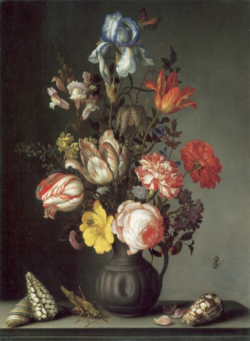 Balthasar van der Ast - FLOWERS IN A VASE WITH SHELLS AND INSECTS