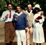 Igor Stravinsky with Cocteau and Picasso in Antibes (Juan-les-Pins) 1926 from l to r Jean Cocteau , Pablo Picasso , Igor Stravinsky & Olga Hohlova-Picasso