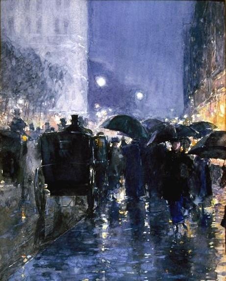 Rainy Night 1895 by Childe Hassam