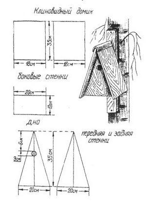 Чертеж скворечника для скворца