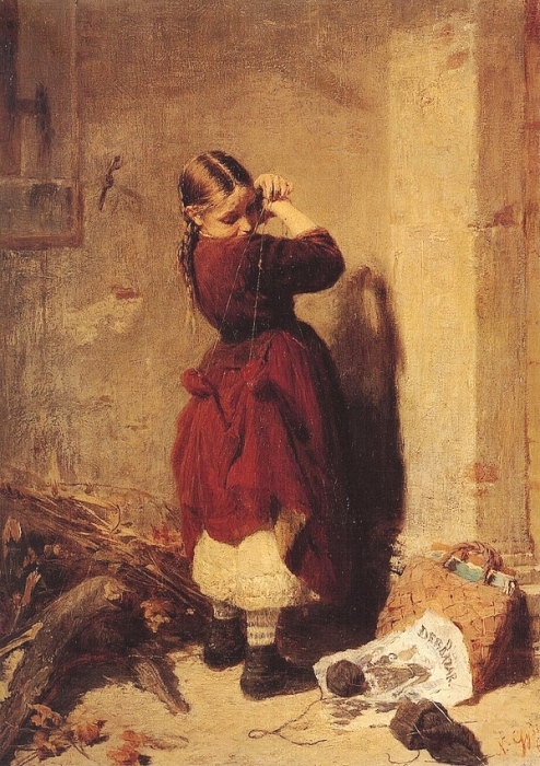 Nikolaos Gysis (1842-1901) "The girl playing with a skipping rope" 1868