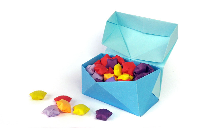 Коробочка оригами из листа бумаги для детей и начинающих.