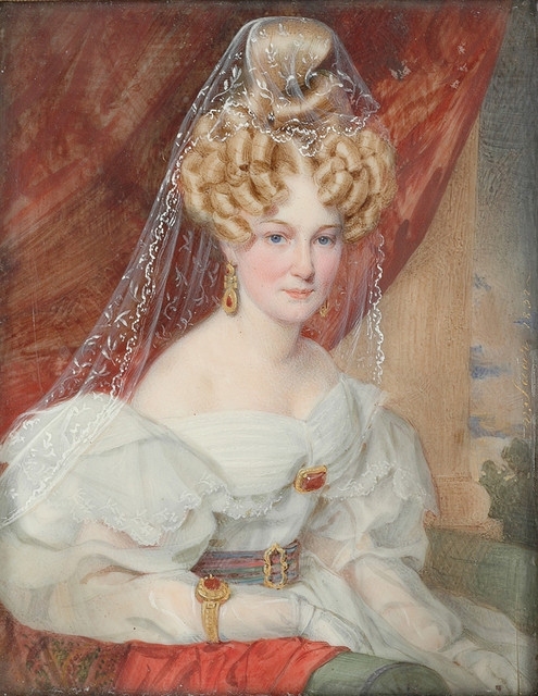 Portrait of a Lady miniature on ivory, 1832 by Carl Von Saar