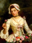 Young Woman With Flowers  - Gustave Jean Jacquet