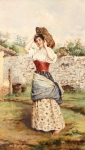 Playful Farmgirl With Basket  - Aurelia Della Corte Szvatek