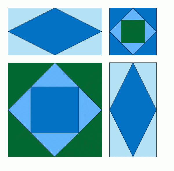 Схема лоскутного одеяла из квадратов с размерами