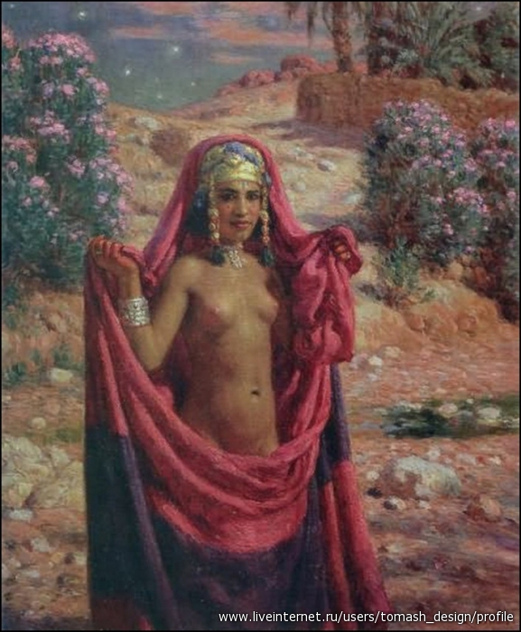 DINET Etienne Bather by Moonlight.