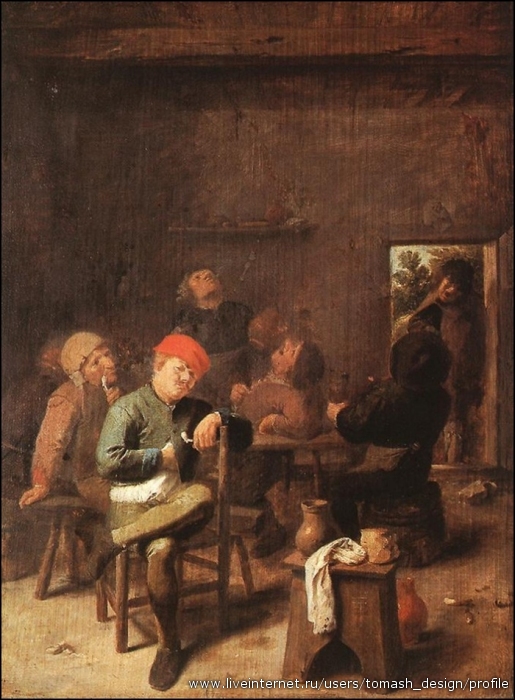 BROUWER  Adriaen  Peasants  Smoking  And  Drinking